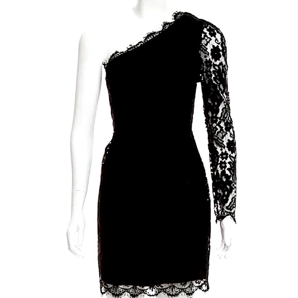 Madison Marcus Dresses & Skirts - MADISON MARCUS Black Lace One-Shoulder Dress SZ M